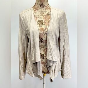 ANTONIO MELANI Beige/gray waterfall collar crop jacket size L